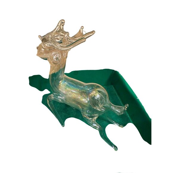 Glass Reindeer Ornament With Antlers & Ribbon - Picture 5 of 5